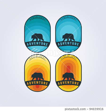 oval badge emblem bear wildlife outdoor wild animal icon logo vector symbol illustration design oval badge emblem bear wildlife outdoor wild animal icon logo vector symbol illustration design 94839916
