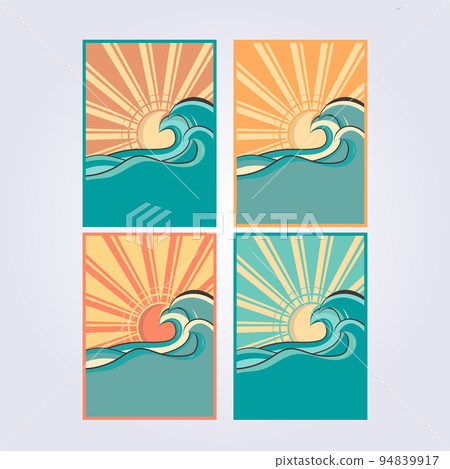 sea sunset wave ocean poster icon logo symbol sticker banner illustration vintage retro landscape seascape great sea sunset wave ocean poster icon logo symbol sticker banner illustration vintage retro landscape seascape great 94839917