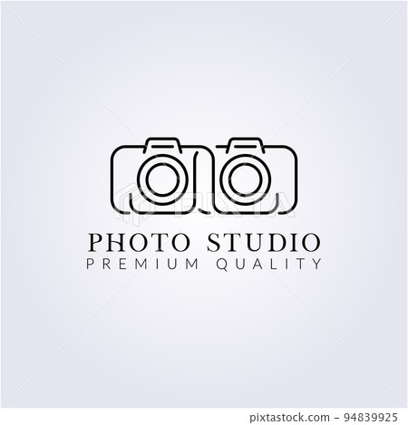 double or two or twin camera photography logo icon symbol illustration simple modern line art vector graphic design 94839925