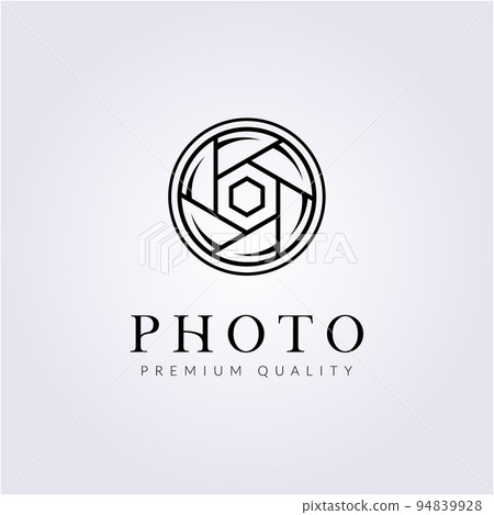 simple shutter budge emblem logo line art simple minimalist modern vector icon illustration design 94839928