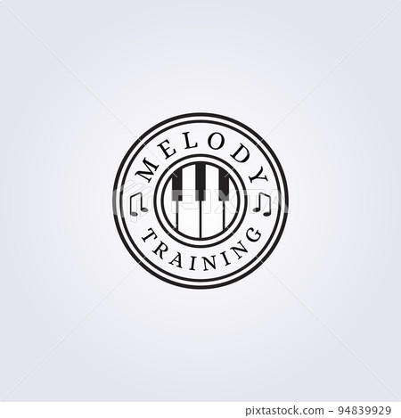 piano keyboard melody training logo vector illustration design line art vintage 94839929