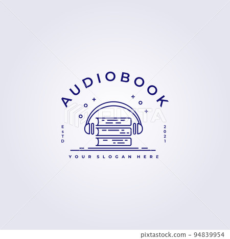 Audiobook podcast online learning logo vector illustration design line art creative flat logo 94839954