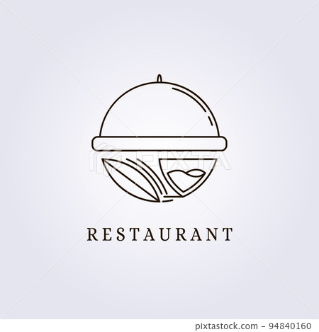 creative elegant line restaurant cake dessert bar logo vector illustration design 94840160