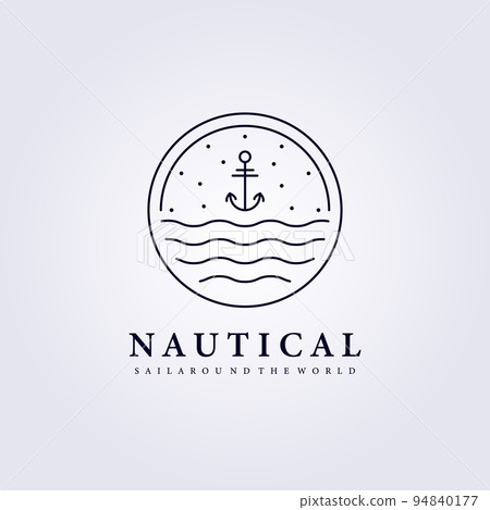 anchor nautical ocean wave sail badge logo vector illustration design 94840177