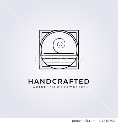 carpenter handcrafted creative woodwork logo badge simple line art vector illustration lumberjack design 94840208