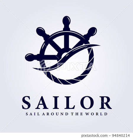 sailor ship steer nautical summer logo vector illustration design with rope anchor 94840214