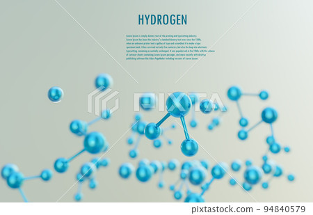 Blue color hydrogen  molecules and water molecules present, hydrogen power and hydrogen generated 94840579