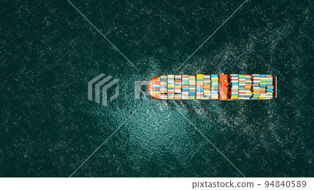 top view of cago ship catainers, global logistic business top view of cago ship catainers, global logistic business 94840589