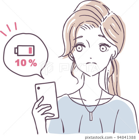 智能手機,智能手機,不充電,電池消耗,擔心,麻煩,女人,插圖素材 智能手機,智能手機,不充電,電池消耗,擔心,麻煩,女人,插圖素材 94841388