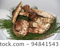 Matsutake in the mountains: 2022-316 at the foot of the Northern Alps, Nagano Prefecture (on a white plate) 94841543