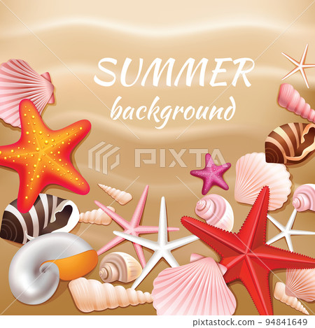Seashell sand summer background Seashell sand summer background 94841649
