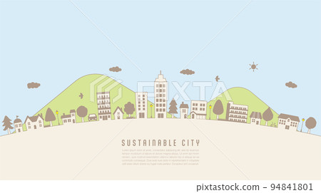 Vector illustration of cityscape with mountain background Vector illustration of cityscape with mountain background 94841801