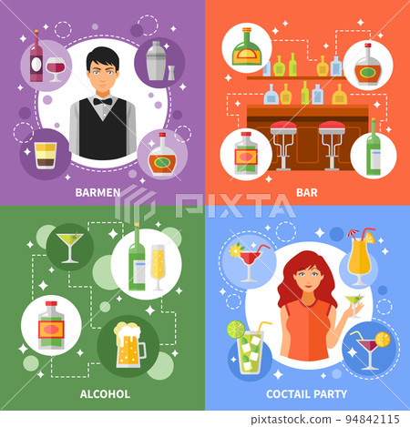 Bar Concept 4 Flat Icons Square Bar Concept 4 Flat Icons Square 94842115