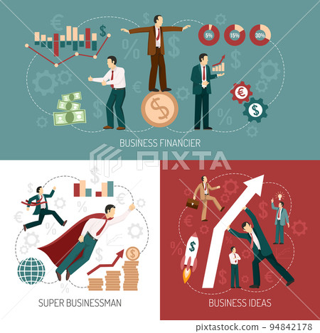 Winner Businessman Flat Icons Banner Square 94842178