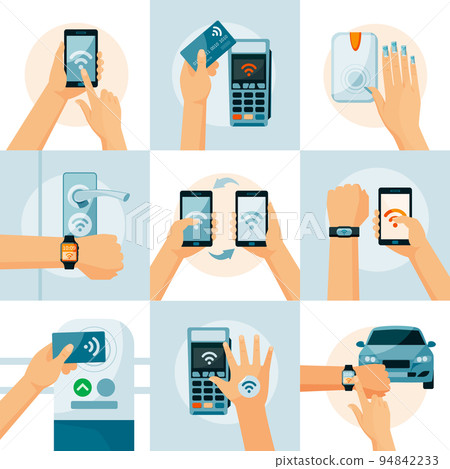 NFC Technology Flat Style Concept NFC Technology Flat Style Concept 94842233