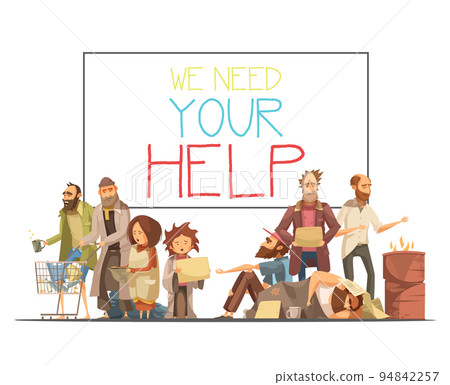 Homeless People Cartoon Style Illustration Homeless People Cartoon Style Illustration 94842257