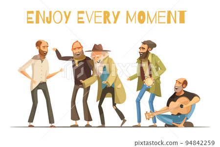 Cheerful Homeless People Illustration 94842259