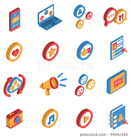 Social Network Isometric Icon Set Social Network Isometric Icon Set 94842260