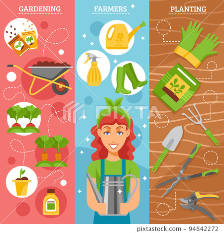 Farmers Gardening 3 Flat Banners Set 94842272