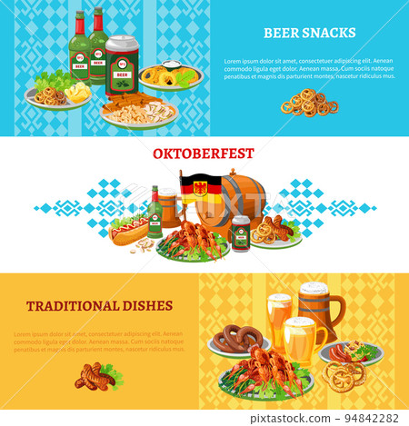Oktoberfest Flat Horizontal Banners Set 94842282