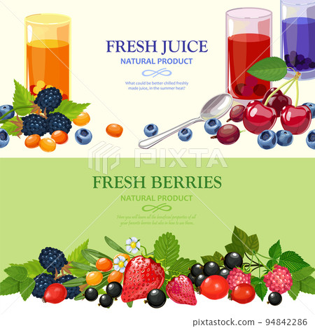 Fresh Berries 2 Flat Banners Set Fresh Berries 2 Flat Banners Set 94842286