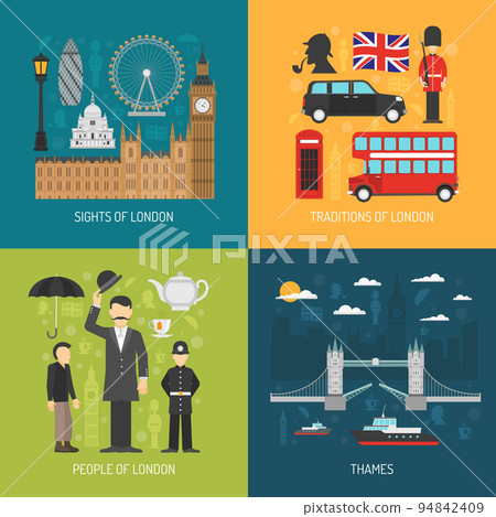 London concept 4 flat Icons square London concept 4 flat Icons square 94842409