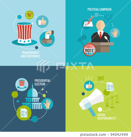 Elections icons flat decorative set 94842499