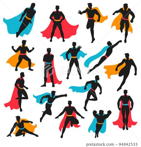 Set Of Black Superhero Silhouettes 94842533