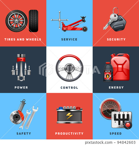 Car Service Concept Flat Icons Set 94842603