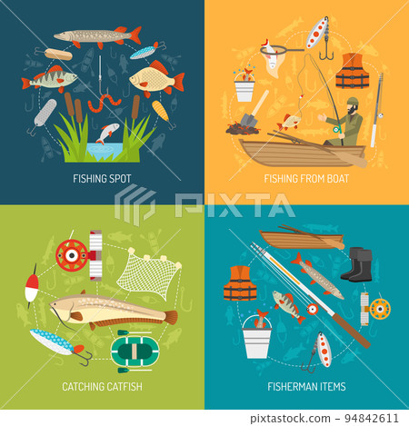 Fishing Concept Icons Set 94842611