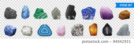 Realistic Stone Transparent Icon Set 94842931