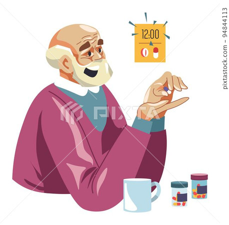 Grandpa taking medicine in time, healthcare 94844113