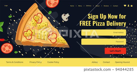 Sing up now for free pizza delivery, website page 94844285