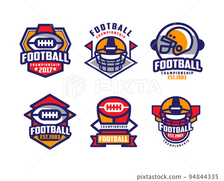 Retro American football championship labels set. Sports tournament badges, t-shirt print vector illustration Retro American football championship labels set. Sports tournament badges, t-shirt print vector illustration 94844335