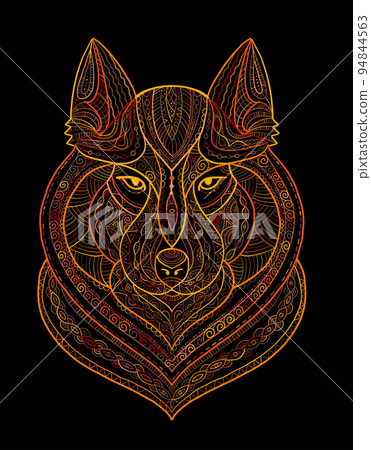 Wolf portrait, ethnic ornament style for your design. Vector illustration Wolf portrait, ethnic ornament style for your design. Vector illustration 94844563