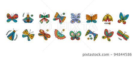 Ornate colorful butterflies, icons set for your design. Vector illustration Ornate colorful butterflies, icons set for your design. Vector illustration 94844586