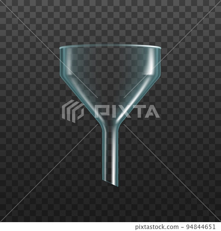 Glass funnel, realistic transparent chemistry and laboratory filter for beaker flask, isolated vector. Glass funnel tube, chemical lab glassware or test cylinder cone, experiment laboratory equipment Glass funnel, realistic transparent chemistry and laboratory filter for beaker flask, isolated vector. Glass funnel tube, chemical lab glassware or test cylinder cone, experiment laboratory equipment 94844651