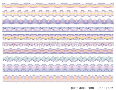 Color guilloche borders, bank money, diploma and certificate frame border pattern. Vector colorful elements, banknote security watermarks, seamless bordering for official document protection Color guilloche borders, bank money, diploma and certificate frame border pattern. Vector colorful elements, banknote security watermarks, seamless bordering for official document protection 94844726