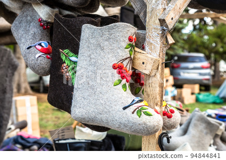 Traditional russian felted boots of different design and patterns Traditional russian felted boots of different design and patterns 94844841