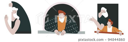 People looking out of window, peeking and peeping 94844860