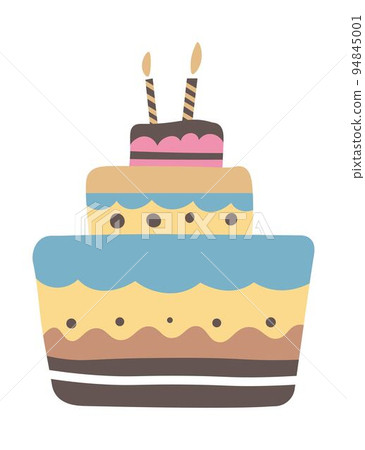 Birthday cake with burning candles, holiday vector - Stock Illustration ...