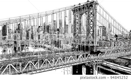 紐約曼哈頓大橋線描 94845252