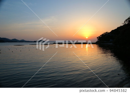 Sunset at the fishing port Spring scenery 94845382