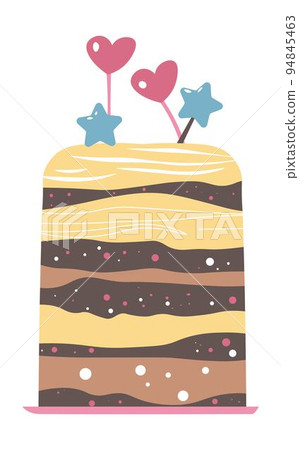 Cake with hearts and stars decor, tasty dessert Cake with hearts and stars decor, tasty dessert 94845463