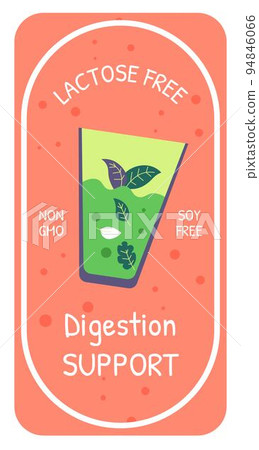 Lactose and soy free, digestion support food label Lactose and soy free, digestion support food label 94846066