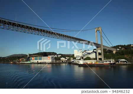 Suspension bridge over a canyon near Bergen Suspension bridge over a canyon near Bergen 94846232
