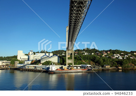 Suspension bridge over a canyon near Bergen Suspension bridge over a canyon near Bergen 94846233
