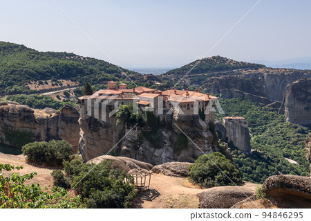 Varlaam monastery in the foreground to the Rousanou Monastery in the background below 94846295