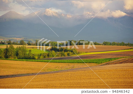 Biei Town, Hokkaido View of Patchwork Road, Mt. Biei and Mt. Biei Biei Town, Hokkaido View of Patchwork Road, Mt. Biei and Mt. Biei 94846342