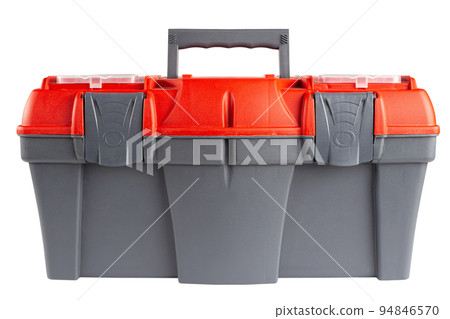 Plastic toolbox with red top isolated on white background. Plastic toolbox with red top isolated on white background. 94846570